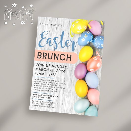 Schattige kleurrijk paaseieren paasbrunch event flyer