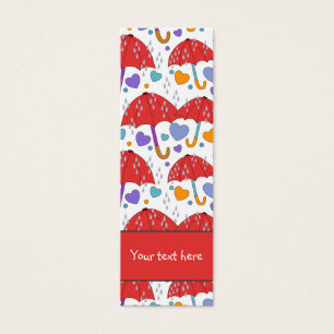 Schattige kleurrijk paraplu hart en regendruppel B Mini Visitekaartjes