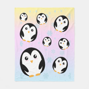 Schattige kleurrijk pastel pinguïn gradiëntpatroon fleece deken