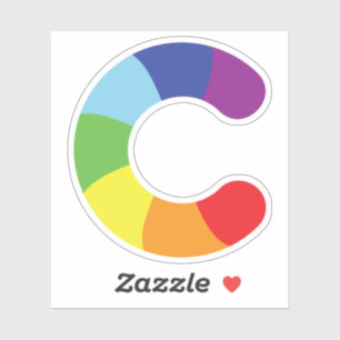 Schattige kleurrijk regenboogalfabet C Sticker