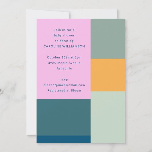 Schattige Kleurrijk Roze Geometrisch Uniek Baby sh Kaart (Voorkant)