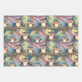 Schattige kleurrijk uil patroon inpakpapier vel (Voorkant 3)