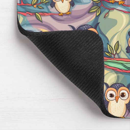 Schattige kleurrijk uil patroon muismat (Hoek)