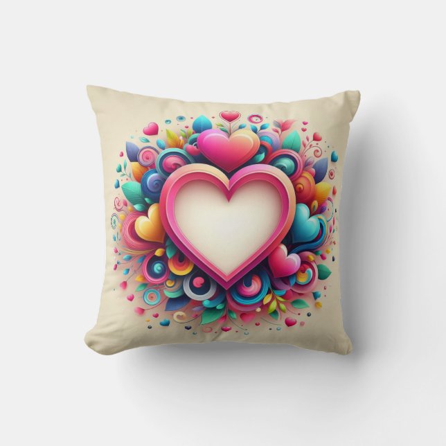 Schattige Kleurrijk Valentijnsdag hart Kussen (Voorkant)
