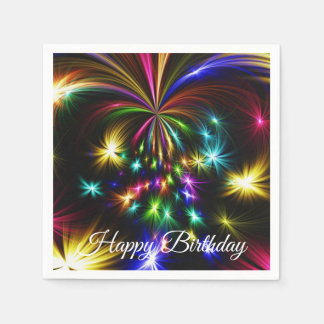 Schattige, kleurrijk vuurwerk, Happy Birthday-serv Servet