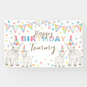 Schattige Kleurrijk Waterverf Verjaardagsfeest Spandoek