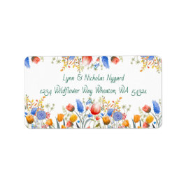 Schattige & Kleurrijk Waterverf Wildflower Design Etiket