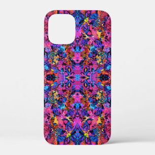 Schattige kleurrijke abstracte bloemmotieven iPhone 12 mini hoesje