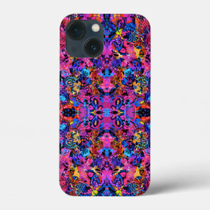 Schattige kleurrijke abstracte bloemmotieven iPhone 13 mini hoesje