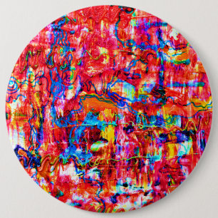 Schattige kleurrijke abstracte golven schilderij ronde button 6,0 cm