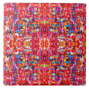 Schattige kleurrijke abstracte golven schilderij tegeltje