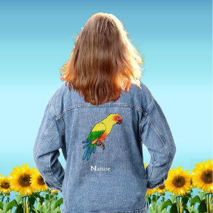 Schattige kleurrijke ara papegaai vogel denim jacket
