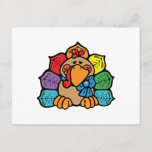schattige kleurrijke cartoenkalkoen briefkaart