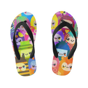 Schattige Kleurrijke Cartoon Mensen Karakters Kinder Teenslippers