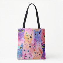 Schattige kleurrijke Cat Canvas tas | grillige kat