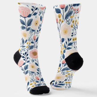Schattige Kleurrijke Ditsy Wilde Bloemenwei Lentet Sokken