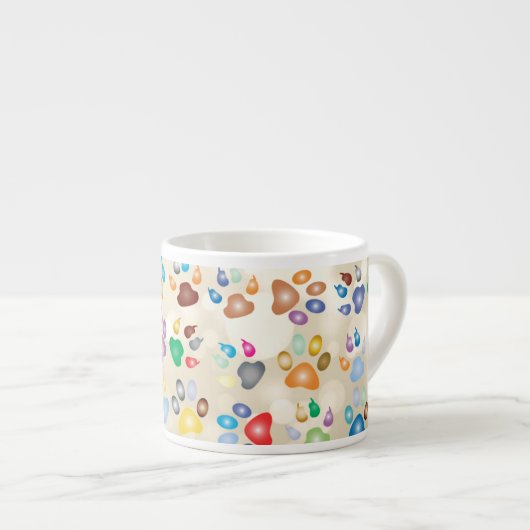 Schattige kleurrijke dog schilders, Bokeh Espresso Kop (Voorkant rechts)