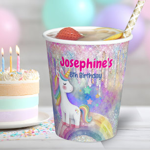 Schattige kleurrijke eenhoorn nep glitters dips ve papieren bekers