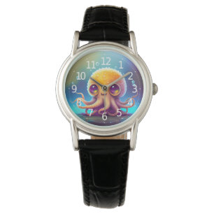 Schattige Kleurrijke Gele Octopus Alien Kunstwerk Horloge
