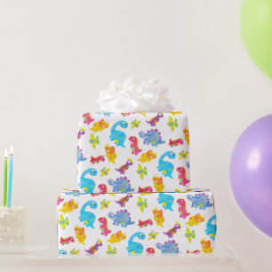 Schattige Kleurrijke Grappige Unisex Witte Baby Di Cadeaupapier