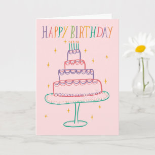Schattige Kleurrijke Happy Birthday Cake Sketch Do Kaart