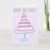 Schattige Kleurrijke Happy Birthday Cake Sketch Do Kaart (Voorkant)