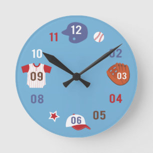 Schattige Kleurrijke Honkbal Thema Jongens Kamer Ronde Klok