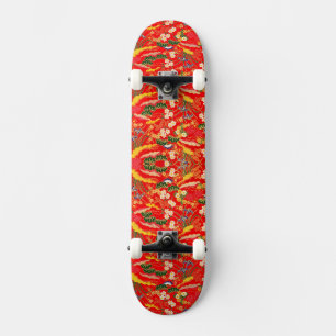 Schattige kleurrijke Japanse bloemmotieven Skateboard