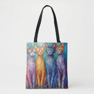 Schattige kleurrijke katten draagtas