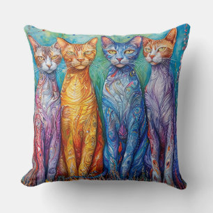 Schattige kleurrijke katten schilderen kussen