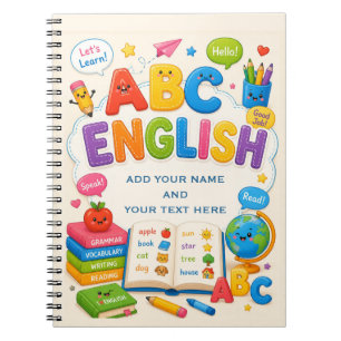 Schattige Kleurrijke Kinderen ABC Engels Leren Notitieboek