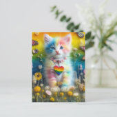 Schattige kleurrijke kitten briefkaart (Staand voorkant)