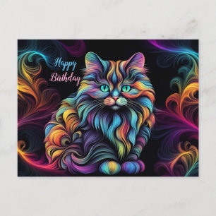 Schattige Kleurrijke Kittie Kat Kunst Briefkaart