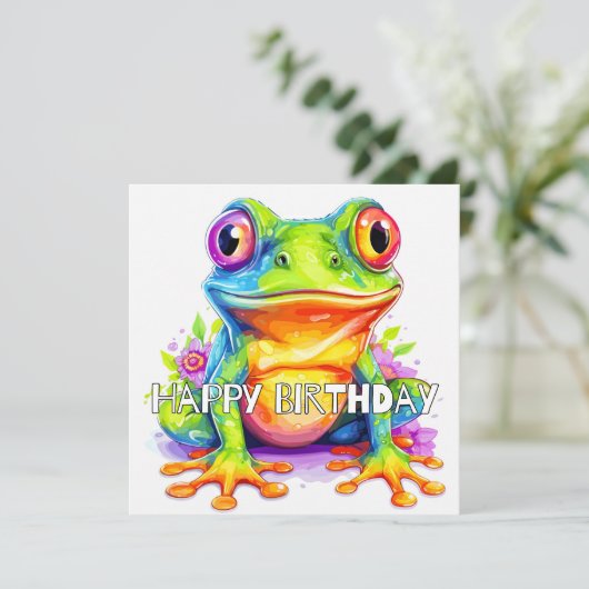 Schattige Kleurrijke Kleine Kroggie Kaart (Staand voorkant)