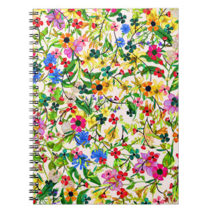 Schattige kleurrijke lente bloemige bloemen notitieboek