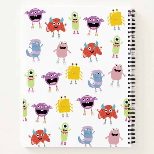 Schattige Kleurrijke Monsters Grappige Kinderen Ku Notitieboek (Achterkant)