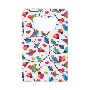 schattige, kleurrijke papegaaivogel kredietkaart flessenopener