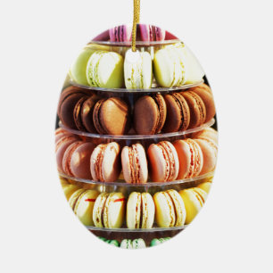 Schattige Kleurrijke Pastel Franse Macaron Cookie Keramisch Ornament