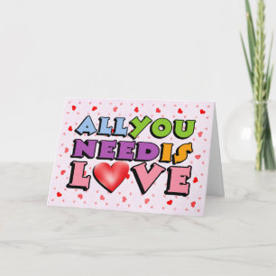 Schattige Kleurrijke Retro All You Need Is Love Kaart