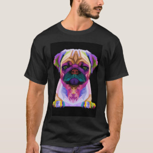 Schattige Kleurrijke Retro Pop Art Pug T-shirt