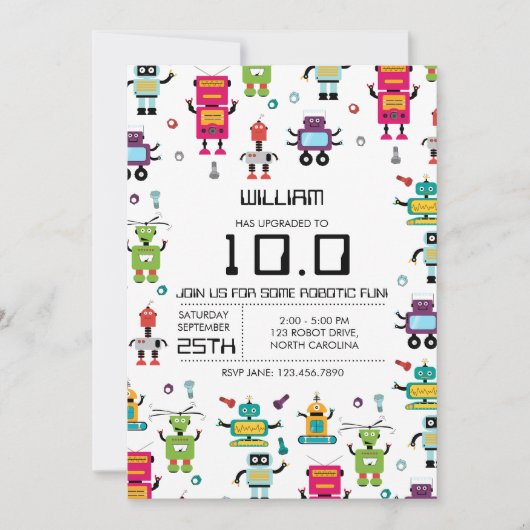 Schattige Kleurrijke Robot Kinder Robots Verjaarda Kaart (Voorkant)