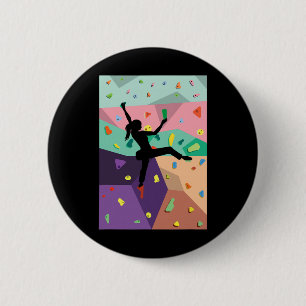 Schattige Kleurrijke Rots Klimmen Bouldering Muur  Ronde Button 5,7 Cm