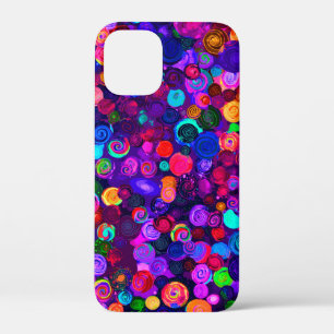 Schattige kleurrijke spiraal cosmos patronen iPhone 12 mini hoesje