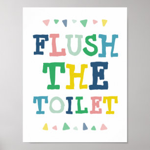 Schattige Kleurrijke Spoel de WC Pret Kinderen Bad Poster