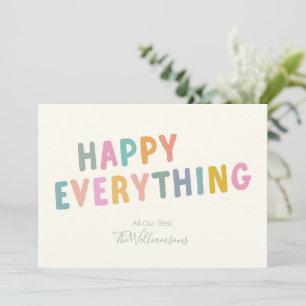 Schattige Kleurrijke Typografie Gelukkig Alles Sim Feestdagenkaart