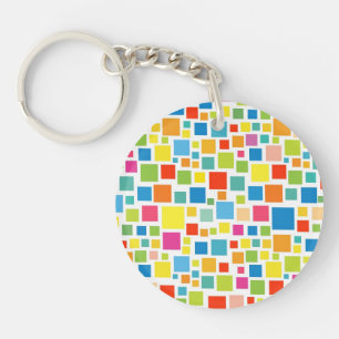 Schattige kleurrijke vierkanten patronen sleutelhanger