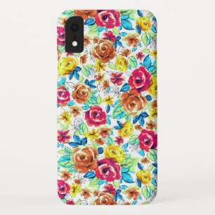 Schattige kleurrijke vintage rozen patronen iPhone XR hoesje