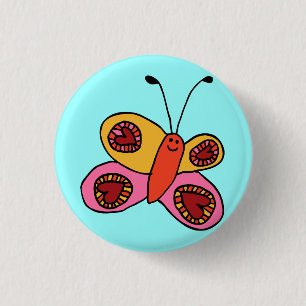 Schattige Kleurrijke Vlinder Cartoon Ronde Button 3,2 Cm