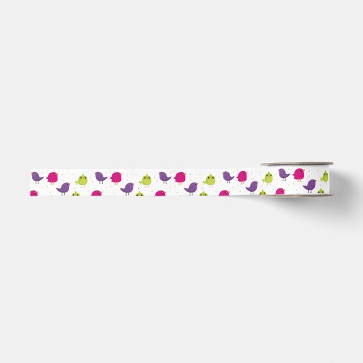 Schattige kleurrijke vogels grosgrain lint (Voorkant)
