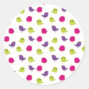 Schattige kleurrijke vogels ronde sticker